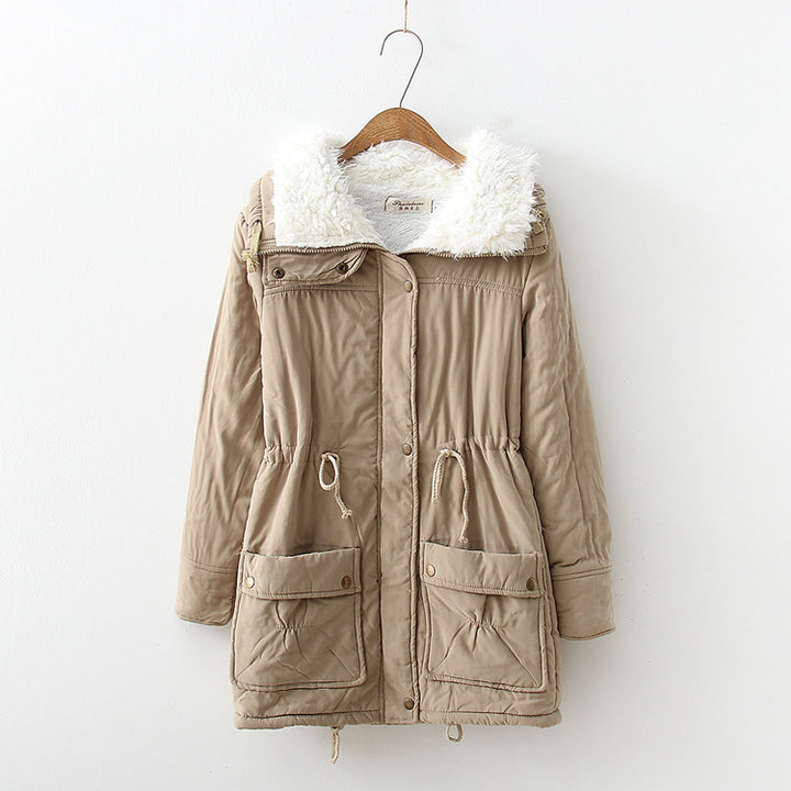 Damen nan winterlicher Parka mit kuscheligem Sherpa-Kragen, taillierendem Tunnelzug und aufgesetzten Klappentaschen Drune