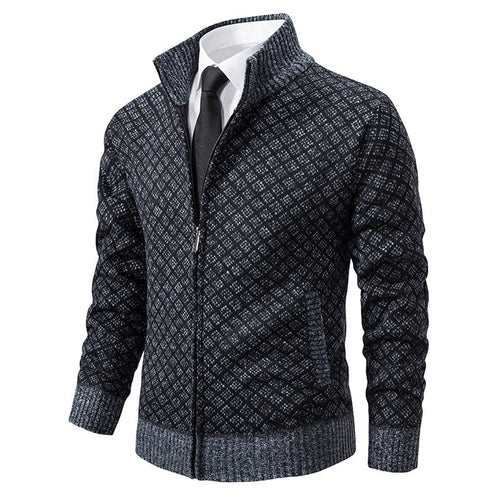 Herren modische Strickjacke mit hohem Kragen und elegantem Design Drune