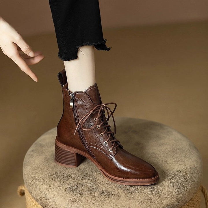 Damen Elegante Schnürstiefeletten mit Blockabsatz Drune
