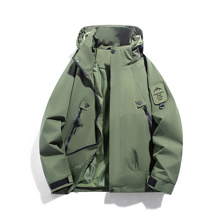 Herren wind- und wasserdichte Functional-Parka mit verschließbaren Zipper-Taschen und verstellbarer Kapuze Drune
