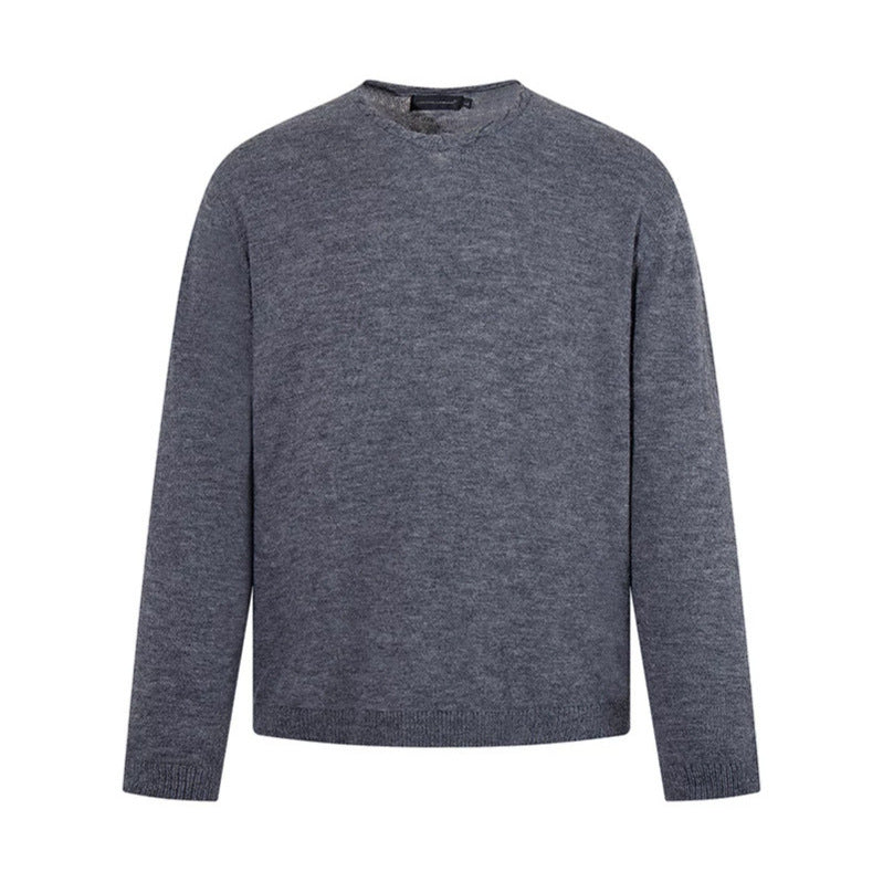 Herren Feinstrickpullover mit Rundhalsausschnitt, lockerer Passform und geripptem Saum Drune