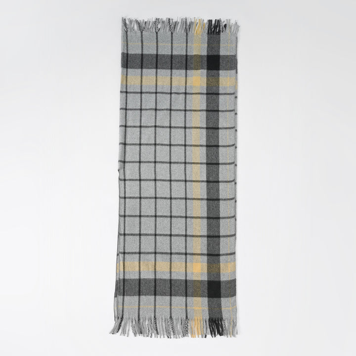 Damen Weicher Wollmix-Überwurfponcho im tartan-inspirierten Karo mit Fransen Drune