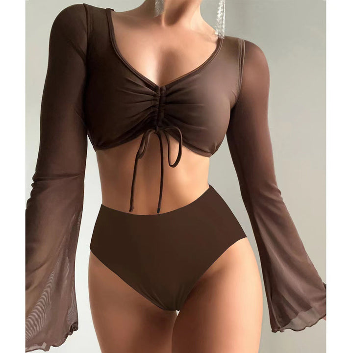 Damen Hochgeschnittener Bikini mit transparenter Blusenoberteil Drune