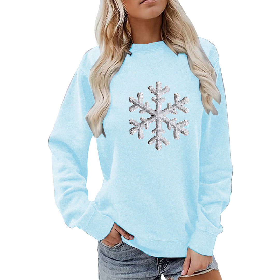 Damen Sweatshirt mit funkelndem Schneeflockenmotiv und lässigem Schnitt Drune
