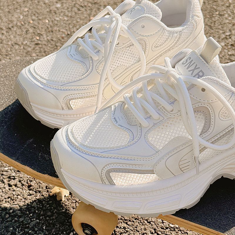 Damen Chunky Sneakers mit atmungsaktiver Mesh-Oberfläche und gepolsterter Sohle Drune
