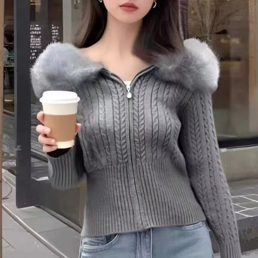 Damen Eleganter Cardigan mit strukturierter Zopfstruktur und hochwertigem Innenfutter Drune