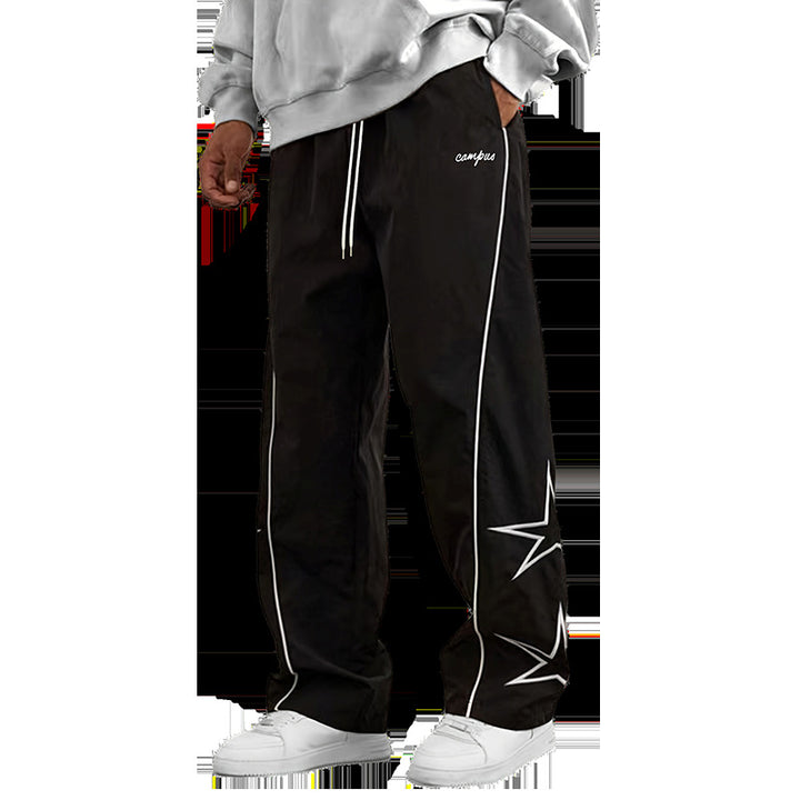 Herren Weite Trackpants mit Kontrastpaspel, Kordelzug und Sternapplikation Drune
