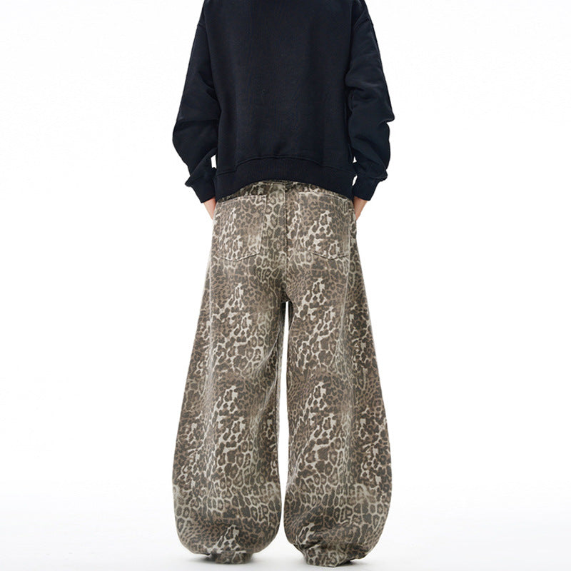 Damen Weite Leoparden-Print Palazzohose aus fließendem Viskose-Mix Drune