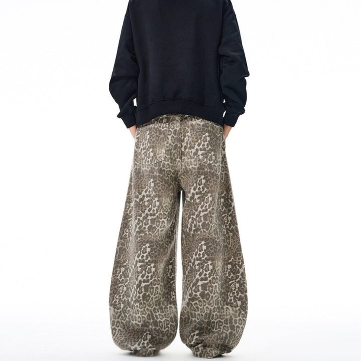 Damen Weite Leoparden-Print Palazzohose aus fließendem Viskose-Mix Drune