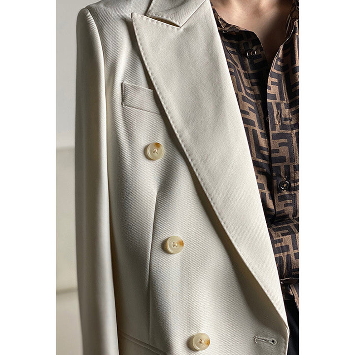 Damen Doppelreiher Wollblazer Drune