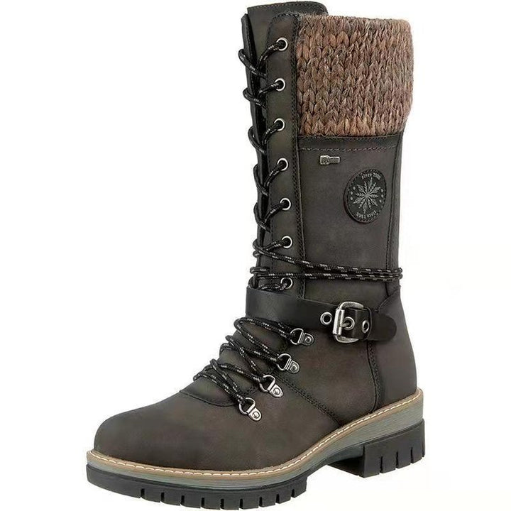 Damen nan hoher Schnürstiefel mit Strickbündchen, robuster Profilsohle und seitlichem Reißverschluss Drune