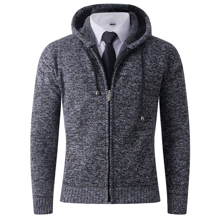 Herren modische Strickjacke mit Kapuze und Reißverschluss Drune