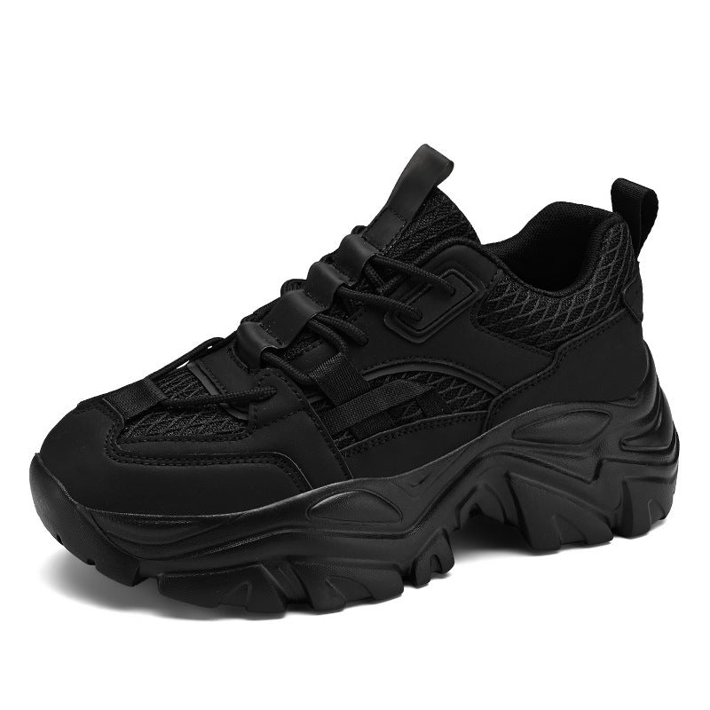 Damen Modische Plateau-Chunky-Sneaker mit strukturiertem Mesh-Overlayer und robuster Profilsohle Drune