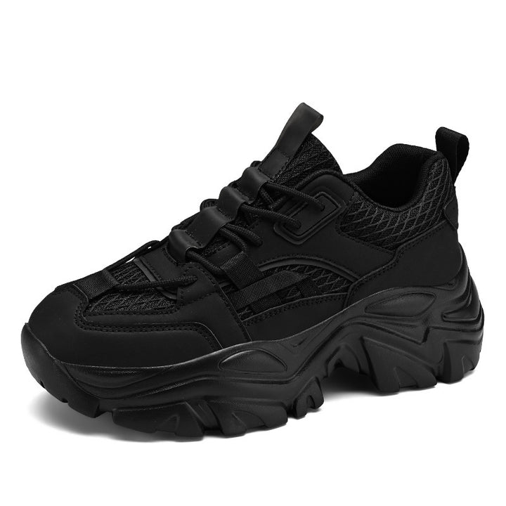 Damen Modische Plateau-Chunky-Sneaker mit strukturiertem Mesh-Overlayer und robuster Profilsohle Drune
