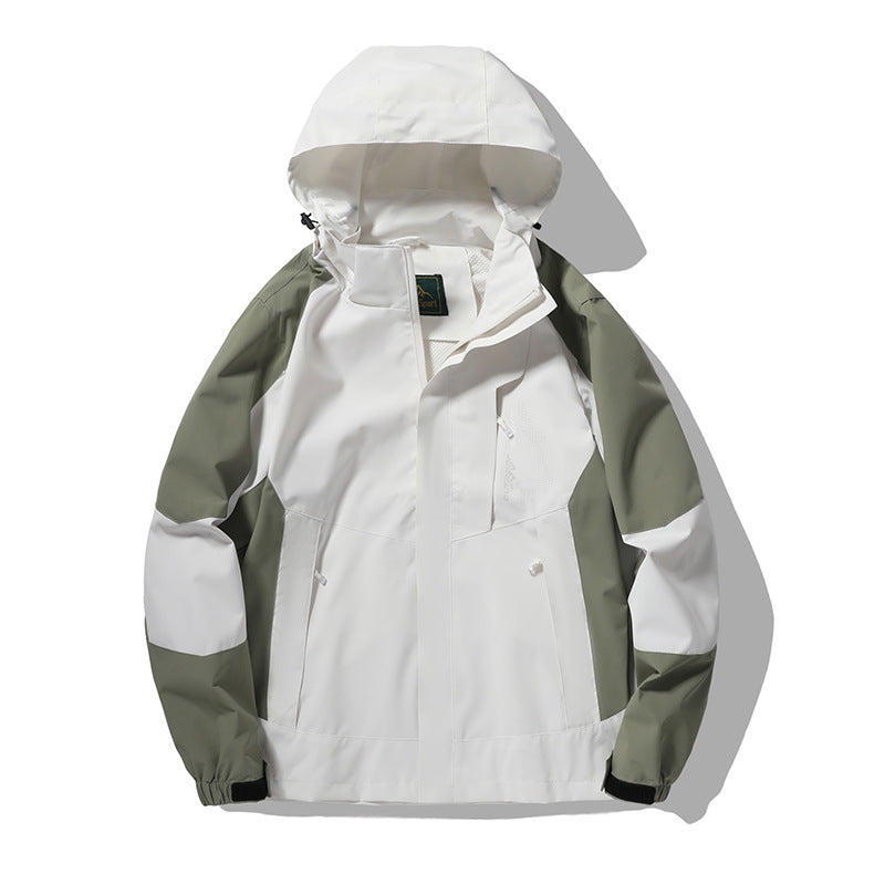 Herren wind- und wasserabweisende Outdoor-Hoodiejacke mit Belüftungsnetz, verstellbarer Kapuze und verdeckter Frontblende Drune