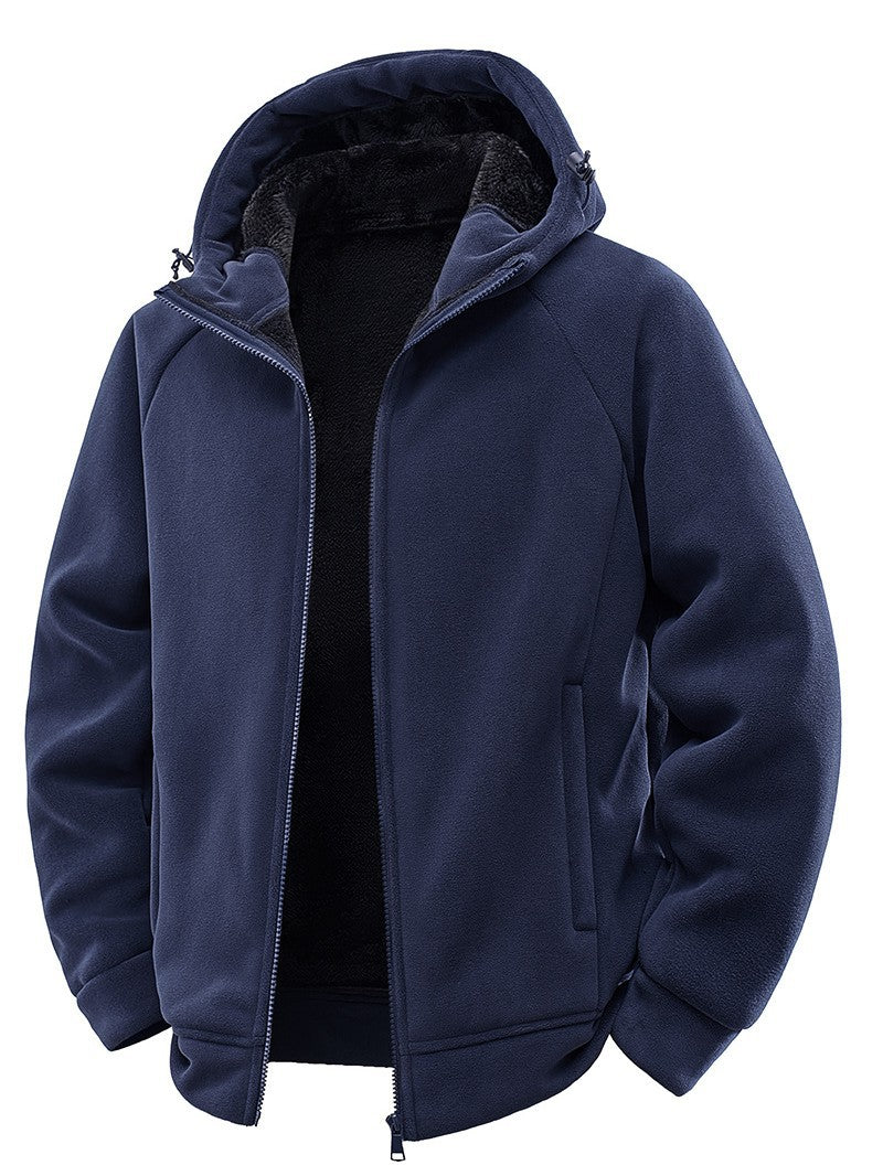 Herren Gefütterte Kapuzen-Fleecejacke mit Teddyfutter und durchgehendem Reißverschluss Drune