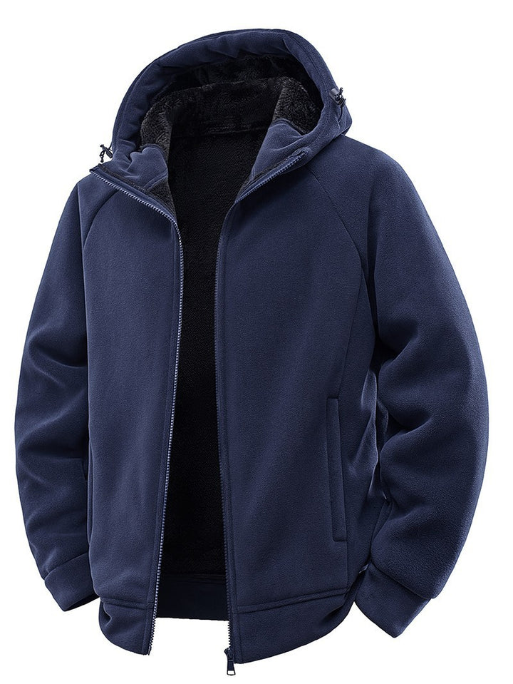 Herren Gefütterte Kapuzen-Fleecejacke mit Teddyfutter und durchgehendem Reißverschluss Drune