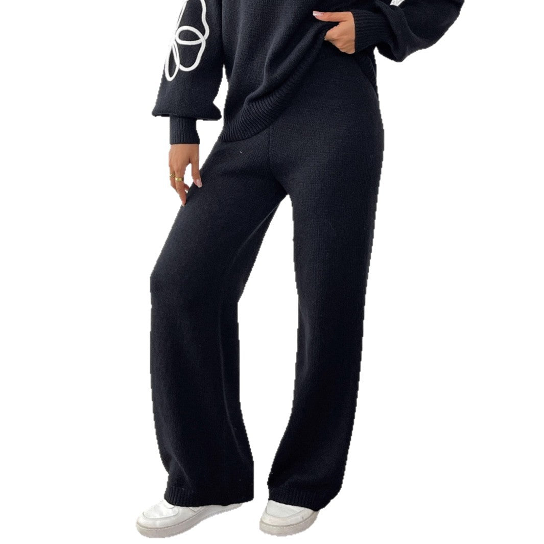Damen lässige Strickhose mit weitem Schnitt Drune