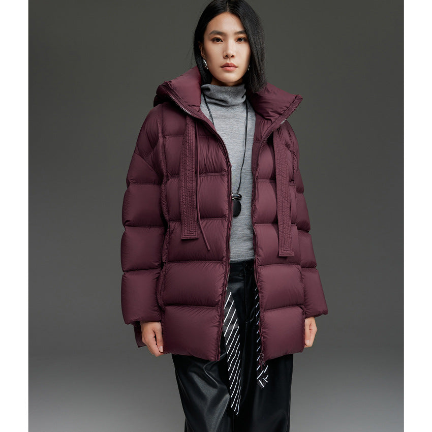 Damen Steppige wärmende Daunenjacke mit Kapuze und weiter Silhouette Drune
