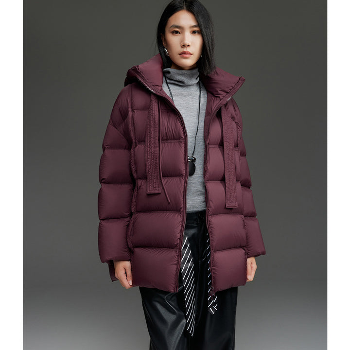 Damen Steppige wärmende Daunenjacke mit Kapuze und weiter Silhouette Drune