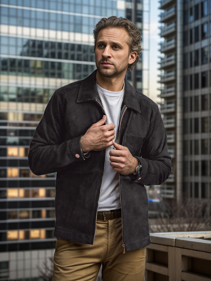 Herren Suede-Jacke im minimalistischen Design Drune