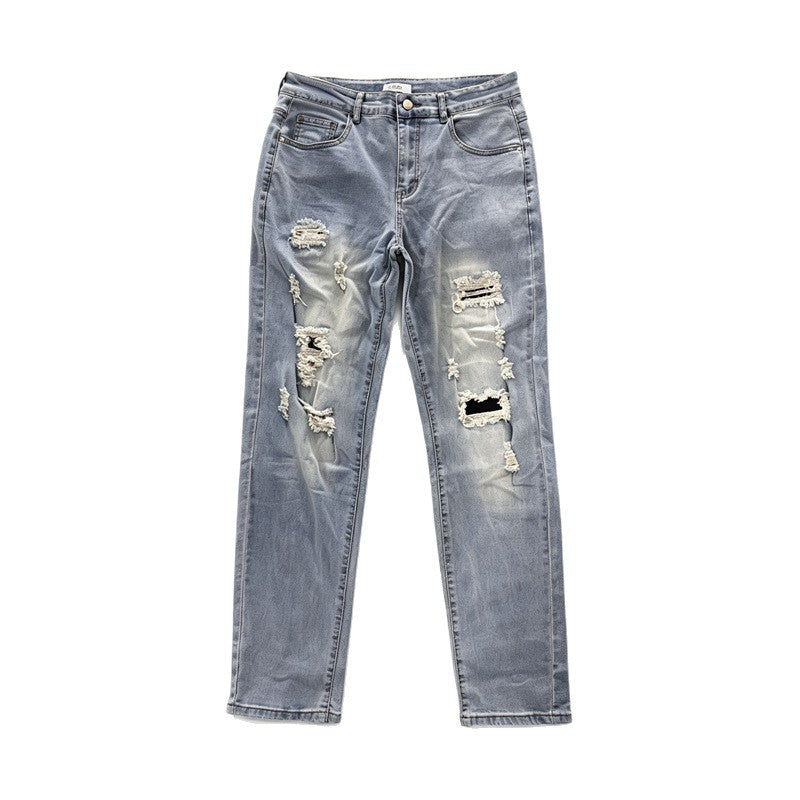 Herren Modische Ripped Denim Pants Drune