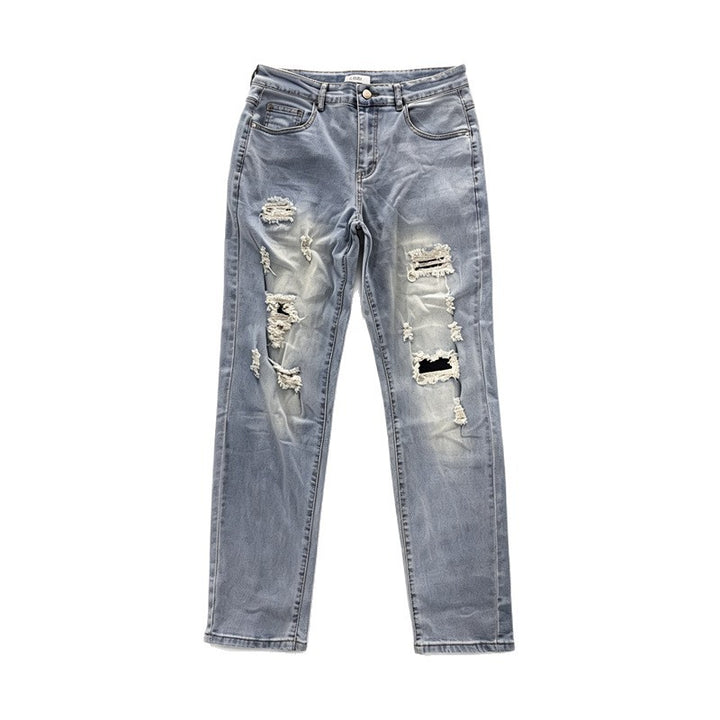 Herren Modische Ripped Denim Pants Drune