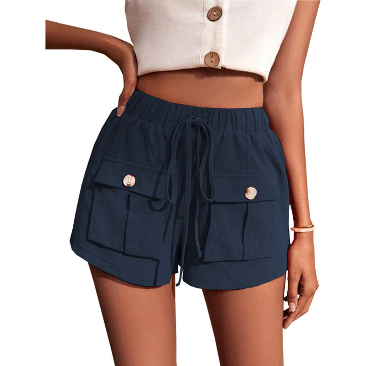 Damen lässige Shorts mit praktischen Taschen und komfortablem Kordelzug Drune