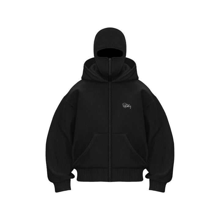 Unisex Kapuzen-Sweatjacke mit vollem Reißverschluss und enganliegender Kapuze Drune