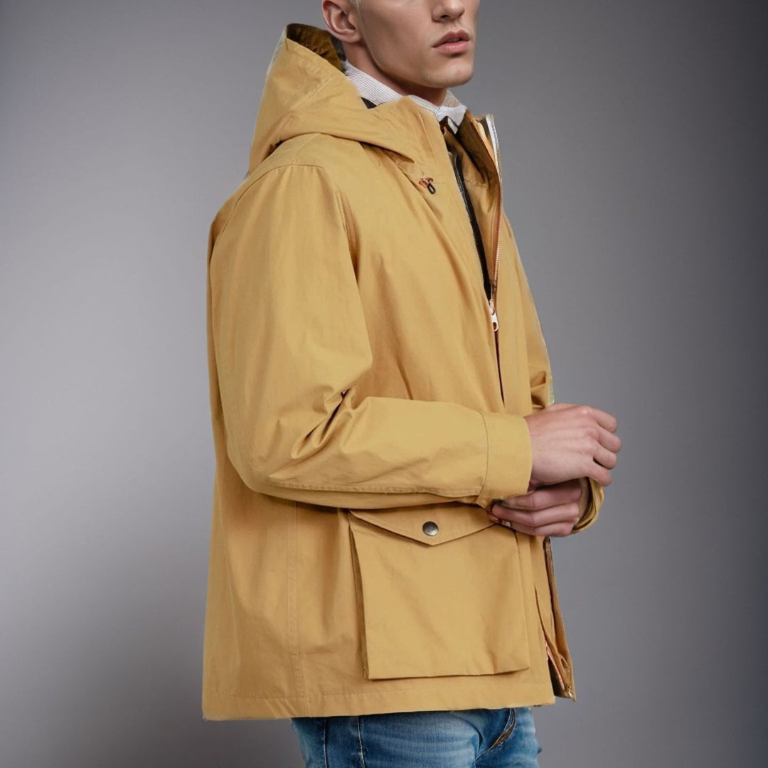 Herren funktionale Übergangsjacke mit verstellbarem Kapuzenkragen Drune