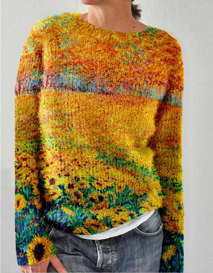Drune | Sweatshirt - Wollgefühl - Lockerer Schnitt - Floral Bestickt - Langarm Freizeit