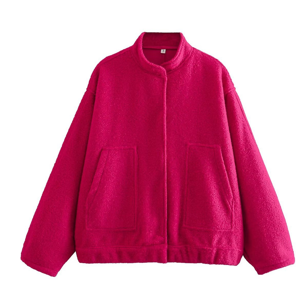 Damen Teddy-Fleece-Jacke mit hohen Kragen und aufgesetzten Taschen Drune