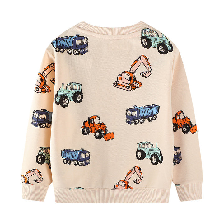 Unisex Sweatshirt mit bunten Baustellenfahrzeugen Drune