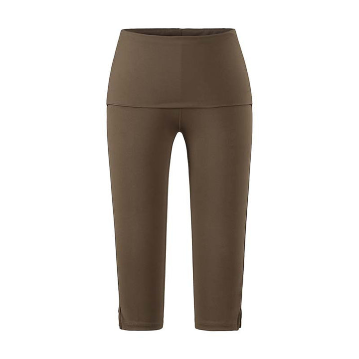 Damen Capri-Leggings mit hohem Umschlagbund, Shaping-Effekt und seitlichem Bein-Schlitz Drune
