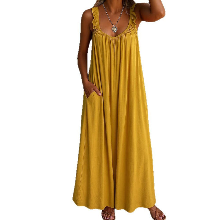 Damen Maxi-Kleid mit trägerloser Passform und luftiger Silhouette Drune