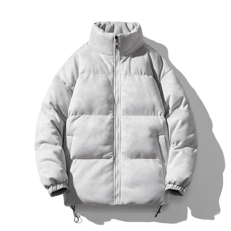 Unisex Wattierte Jacke mit Veloursoberfläche, hohem Stehkragen und verdecktem Reißverschluss Drune