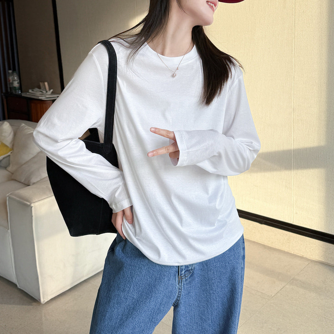 Damen Bequeme Langarmshirt mit schlichten Details Drune