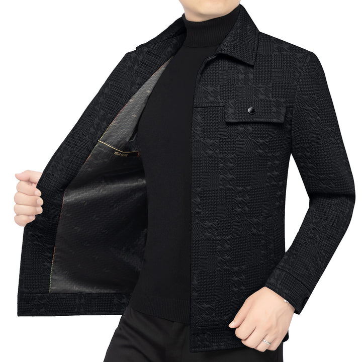 Herren Strukturiertes Overshirt im Glencheck-Relief mit Hemdkragen Drune