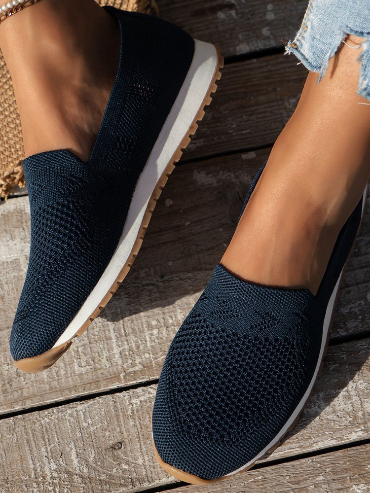 Damen Atmungsaktive Strick-Slipper mit Memory-Fußbett und rutschfester Laufsohle Drune