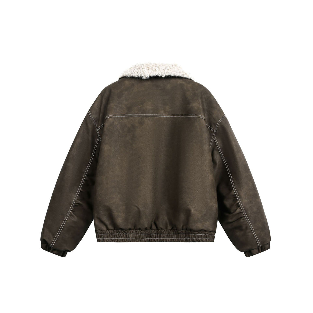 Herren Boxy Veloursleder‑Optik Blouson mit Teddyfutter und hohem Kragen Drune