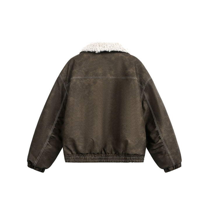 Herren Boxy Veloursleder‑Optik Blouson mit Teddyfutter und hohem Kragen Drune