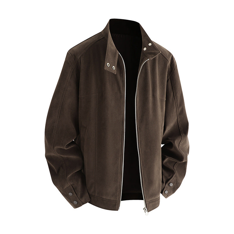 Herren Freizeitjacke aus weichem Kunstleder mit praktischem Kragen und Reißverschluss Drune