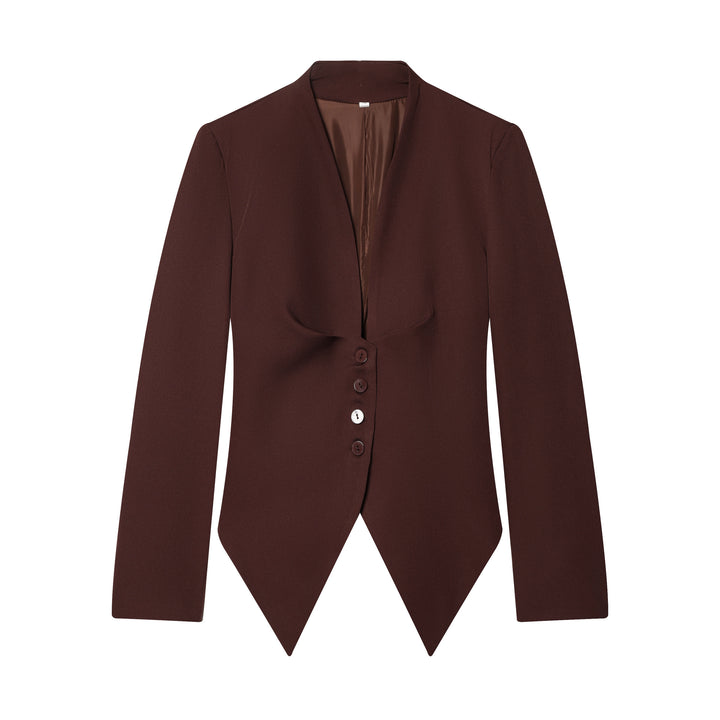 Damen nan taillierter Blazer mit Schalkragen, figurbetonter Knopfleiste und spitz zulaufendem Zipfelsaum Drune