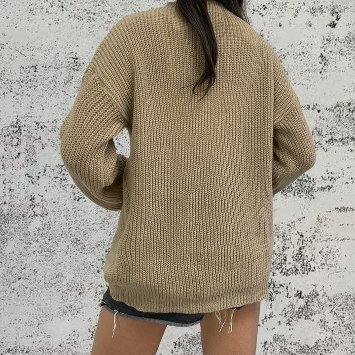 Damen Grobstrickpullover mit lässigem Schnitt und gerippter Struktur Drune