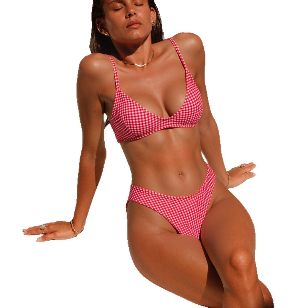 Damen Triangel-Bikini mit lässigem Karomuster Drune
