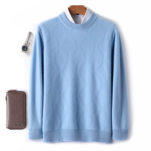 Herren Feiner Rundhals‑Pullover mit dezenter Rautenstruktur aus Kaschmir‑Mix Drune