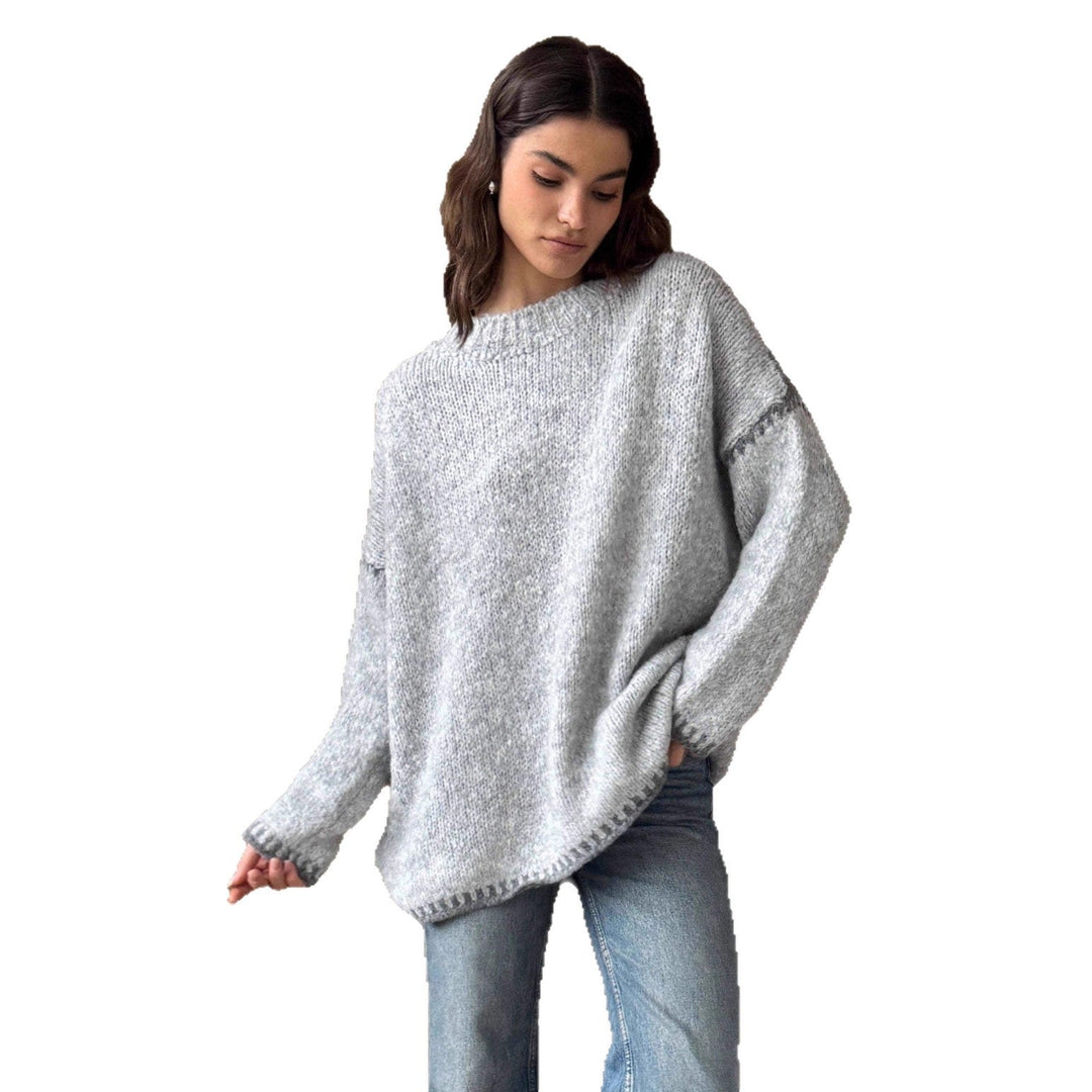 Damen kuscheliger Strickpullover mit kontrastierenden Akzentdetails Drune