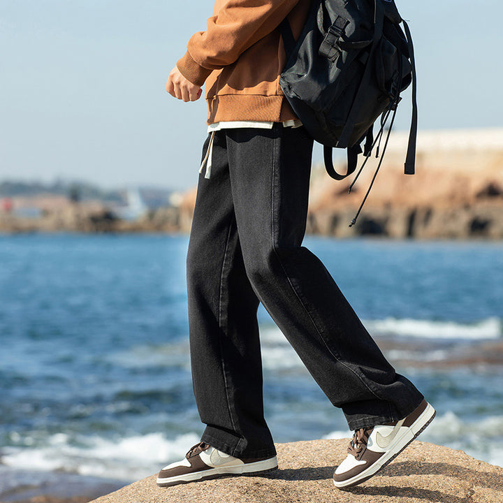 Herren Weitgeschnittene Denim-Hose mit Komfortbund