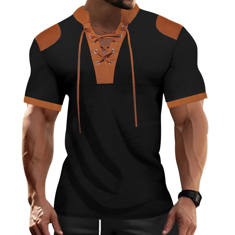 Herren sportliches Kurzarm-Shirt mit modischem Latz Drune