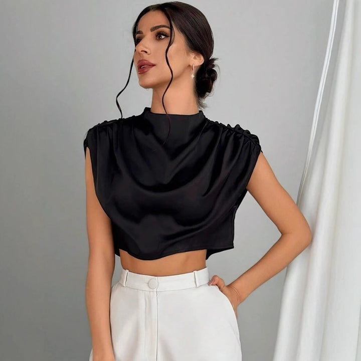 Drune | Satin Faux Seide Kurzhemd Top
